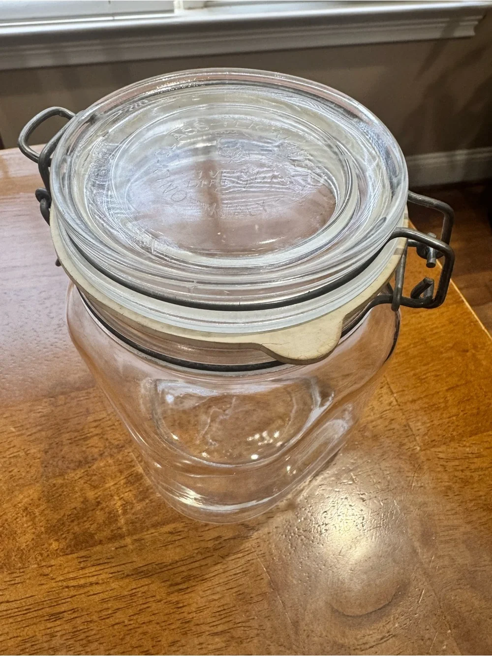 Vintage Vetri Di Fidenza glass jar made in Italy Glass Clamp-Top Storage Jar